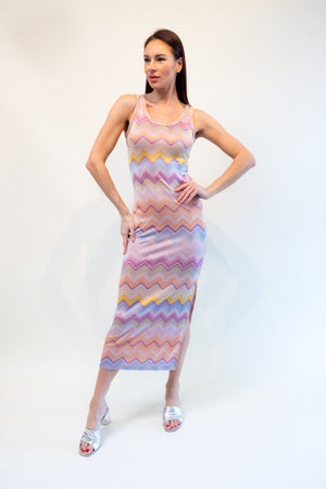 Rachel Dress - Multi Zig Zag Print