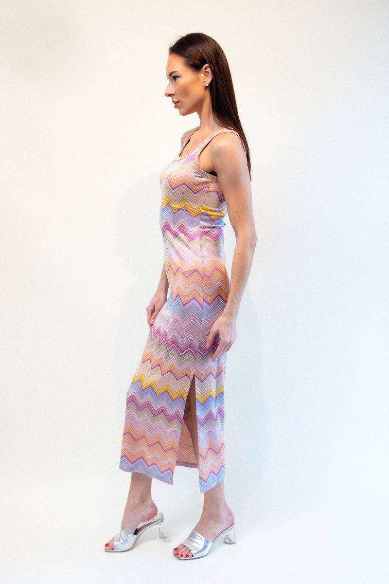 Rachel Dress - Multi Zig Zag Print