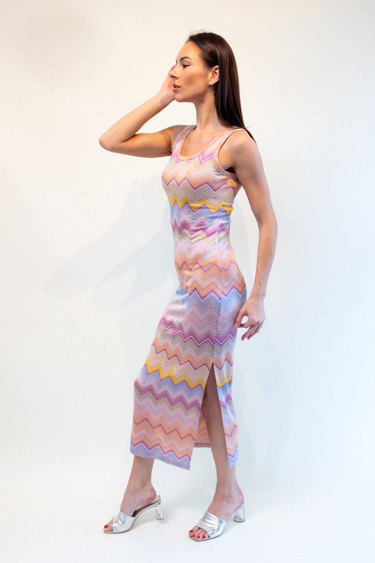 Rachel Dress - Multi Zig Zag Print