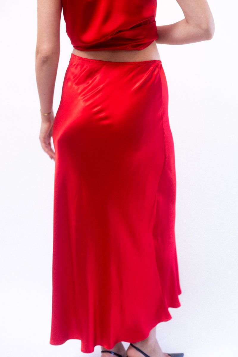 Bias Skirt - Oriental Red