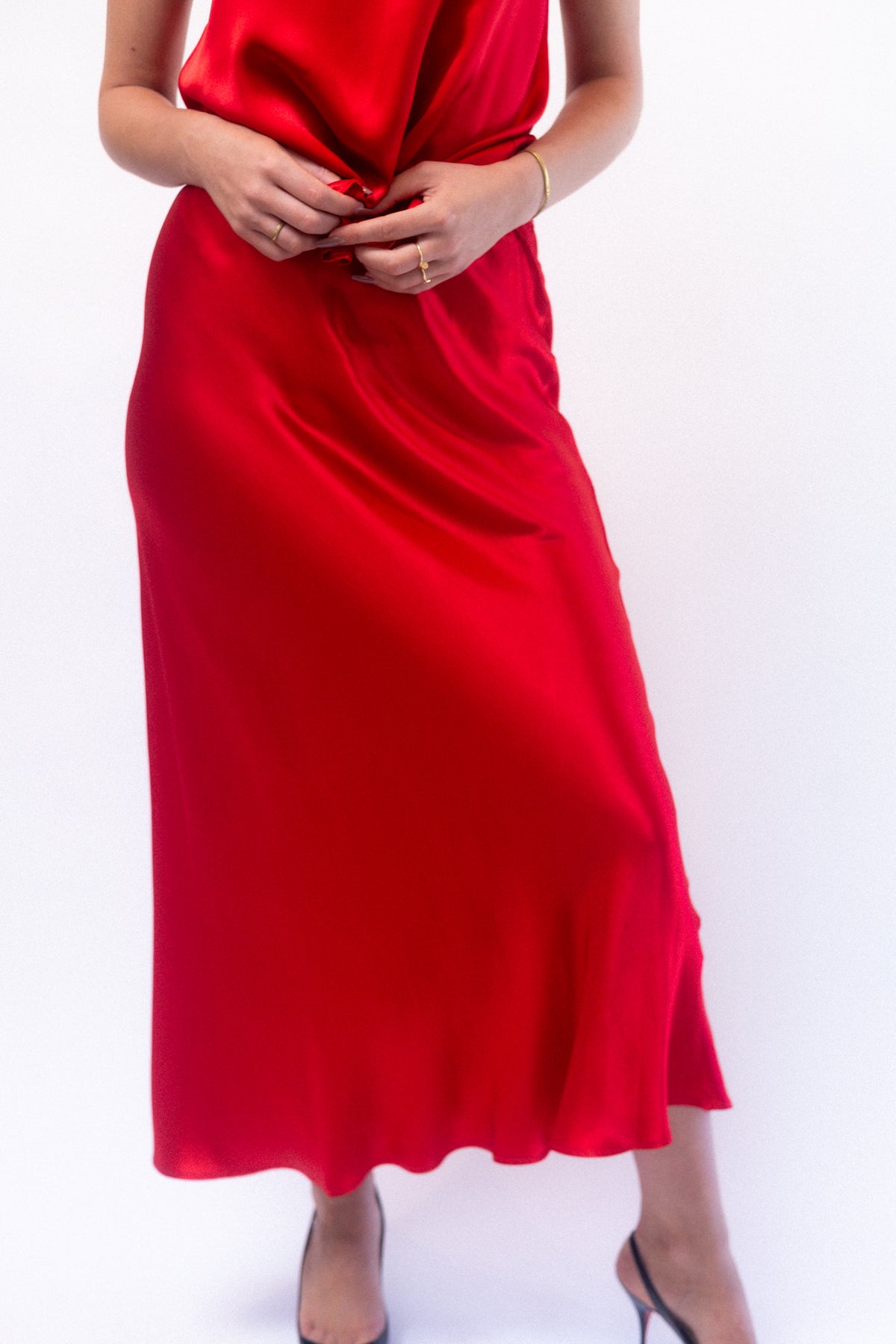 Bias Skirt - Oriental Red