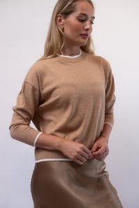 Eloise Sweater - Camel & White Ice