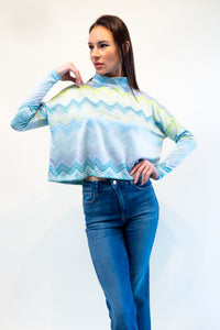 Rowan Sweater - Green Zig Zag Print