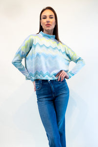 Rowan Sweater - Green Zig Zag Print