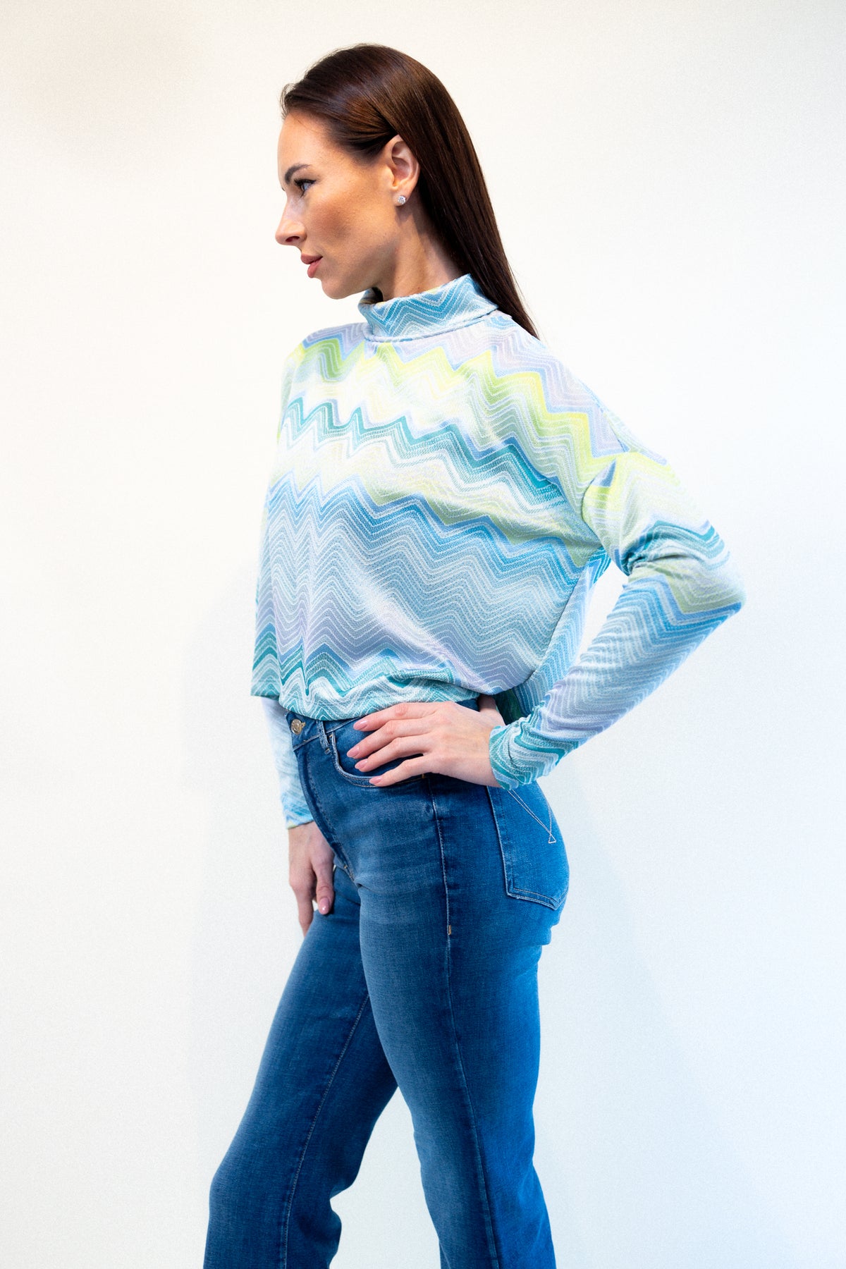 Rowan Sweater - Green Zig Zag Print