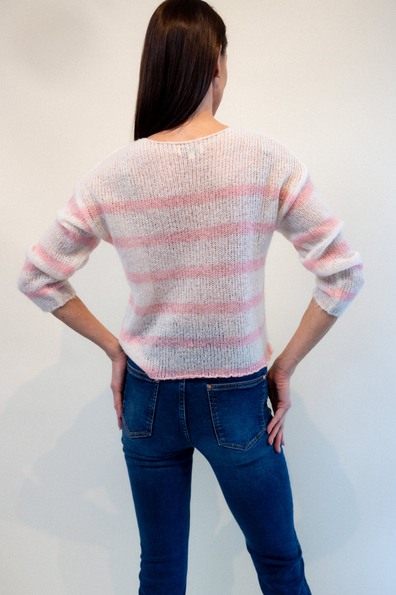 Max Sweater - Natural w/Pink