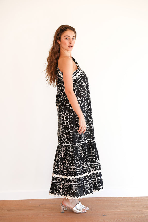 Jaipor Dress - Black/White Print