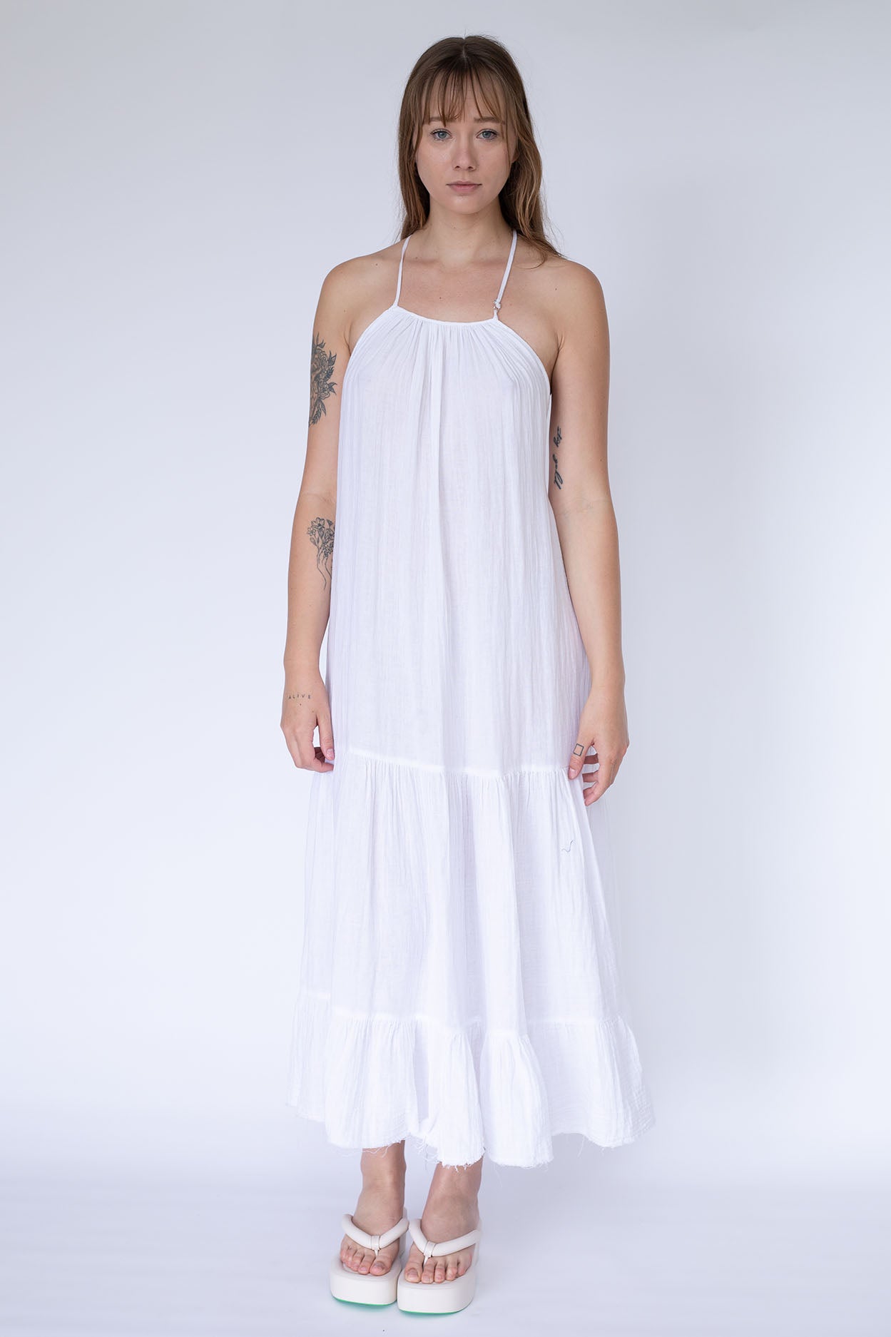 White High Low Halter Dress